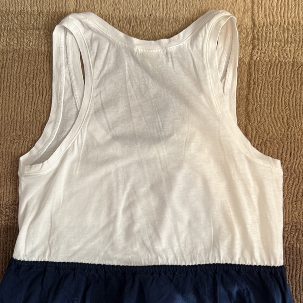 EUC Forever 21 Summer White and Navy Blue Belted Dress size SP - Picture 7 of 10